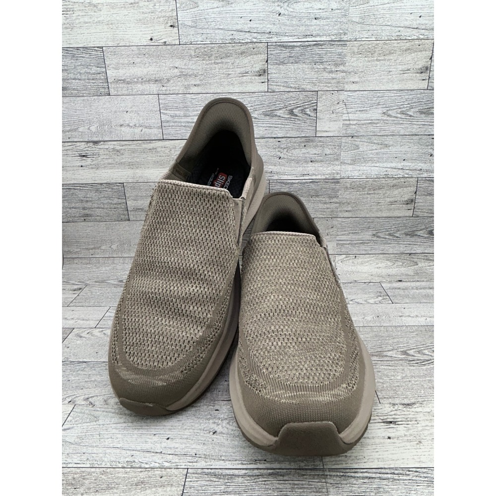 Skechers Mens Slip-ins Hands Free Taupe Sneakers 210546 Size 12‎ Goga Mat Arch - Picture 2 of 14